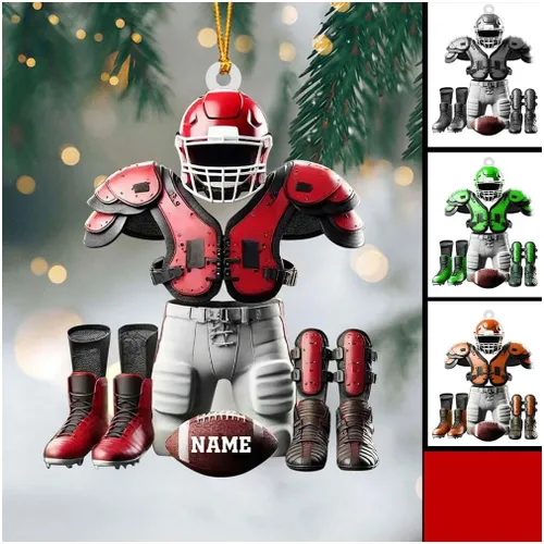 Vista 7 de Adorno de Navidad de fútbol americano personalizado, adorno de fútbol americano, adornos de Navidad de fútbol americano personalizados, adornos