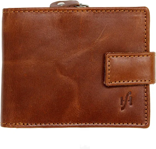 Vista 8 de STARHIDE Cartera de cuero real con cierre RFID para hombre, 1180 Negro
