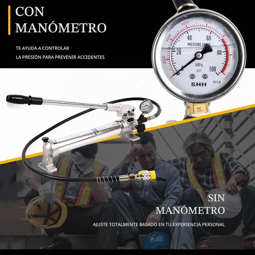 Vista 6 de Bombas hidráulicas CP-700 Bomba manual 10000Psi - 900CC aleación de aluminio de efecto único y manguera de 1.8M con manómetro