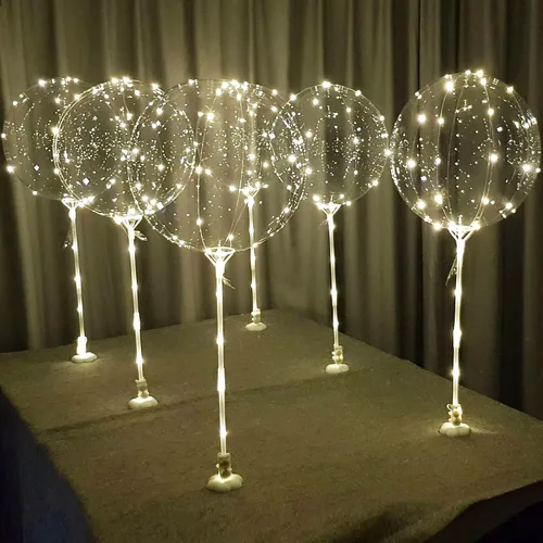 Vista 10 de Lightsfever 6 globos con luz LED con palos, centros de mesa para fiesta Azul