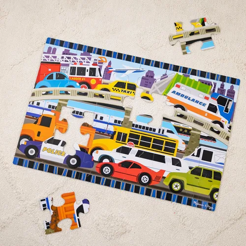 Vista 9 de Melissa & Doug Traffic Jam Rompecabezas jumbo (24 piezas, 2 x 3 pies de largo)