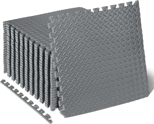 Vista 13 de ProsourceFit - Tapete de ejercicio tipo rompecabezas de ½ pulgada, losetas de espuma EVA entrelazadas para gimnasio en casa, para niños, crema, 24 x