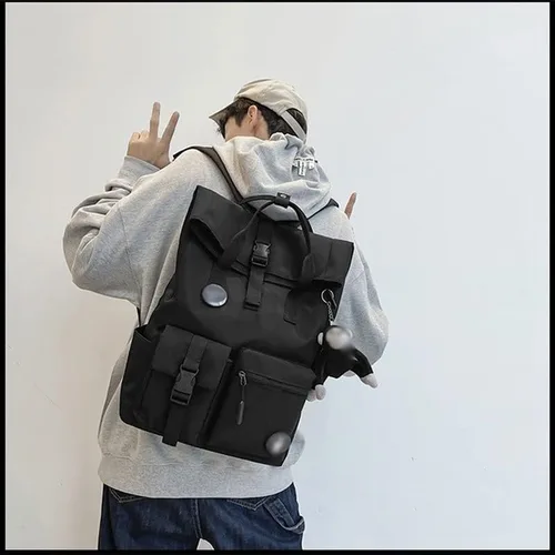Vista 4 de LEPSJGC - Mochila impermeable de nailon para mujer, mochila de viaje de moda, multibolsillo, bolsa de libro de gran capacidad