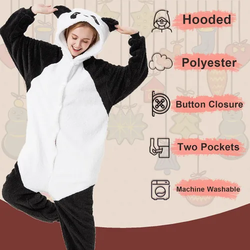 Vista 4 de Très Chic Mailanda Sherpa Unisex Adult Animal Onesies Cosplay Pajamas Sleepwear Halloween Costume