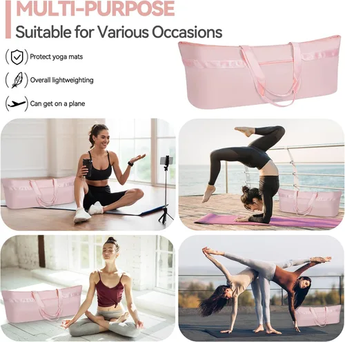 Vista 7 de Large Yoga Mat Tote Bag for Women with Holder Strap,Pilates Gym Tote Bag with Shoes Bag & Wet Pocket
