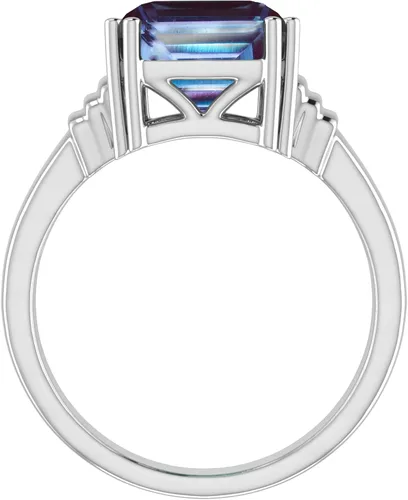 Vista 4 de Anillo solitario de plata de ley con cambio