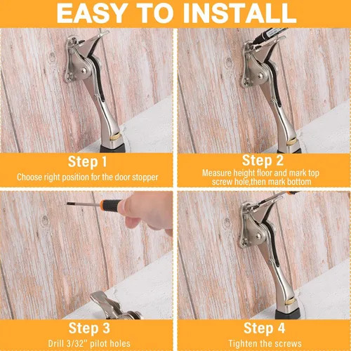 Vista 5 de Kenning Tope de puerta resistente de 4 pulgadas, topes de puerta de metal para puerta, protector de pared con punta de goma, fácil de instalar