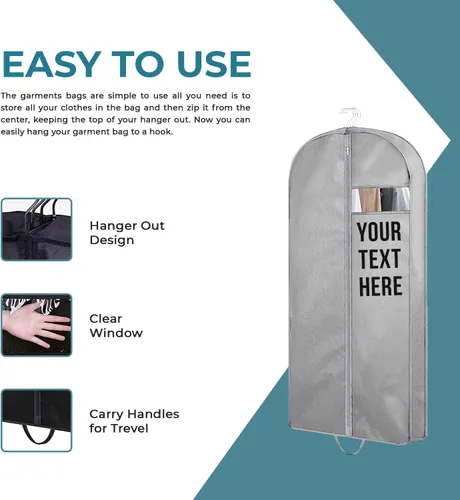 Vista 11 de Personalized Passion Bolsas de ropa para hombres y mujeres, tamaño perfecto de 60 pulgadas, funda de traje para viajes y almacenamiento, bolsa