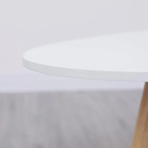 Vista 6 de Mesa de centro ovalada de madera de estilo moderno, doble capa con almacenamiento abierto para almacenamiento y exhibición, 2 niveles