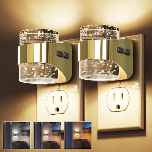 Vista 22 de L LOHAS LED 3CCT - Luces nocturnas enchufables a la pared, luz nocturna de Burbuja dorada-3CCT