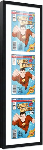 Vista 64 de Poster Palooza Marco de cómic con paspartú para 1 cómic de la Edad de Bronce publicado entre 1970 y 1985, marco de cómic negro para cómic de 7.25 x