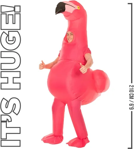 Vista 7 de Morph Disfraz inflable de flamenco, disfraz de flamenco para adultos, disfraces inflables para adultos, disfraces inflables para adultos