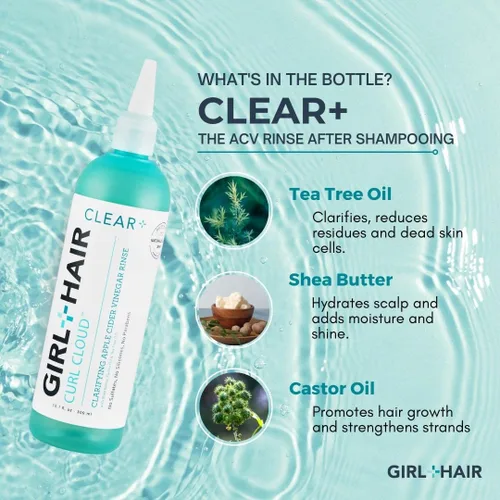 Vista 4 de GIRL+HAIR Juego de cuidado del cuero cabelludo ACV enjuague capilar + aceite para el cuero cabelludo y el cabello Vinagre de sidra de manzana