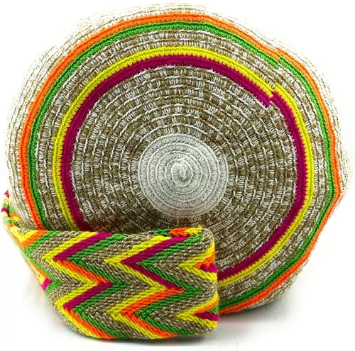 Vista 3 de Bolsos Colombianos, Mochila Wayuu, 100% Original Colombiano Algodón Bolso Cubo hecho a mano.