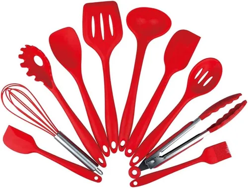 Vista 12 de Juego de utensilios de cocina de silicona, resistentes al calor, antiadherentes, con asas de madera, para restaurante comercial y hogar
