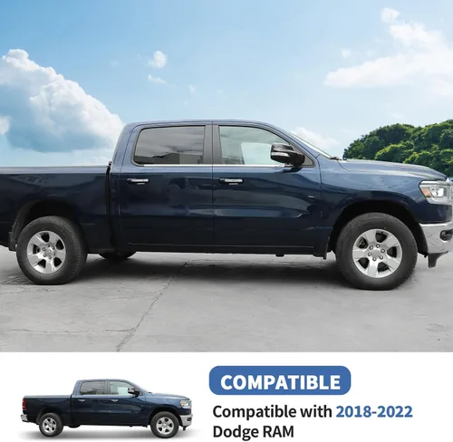 Vista 6 de Cubierta de espejo lateral de fibra de carbono para espejo retrovisor compatible con Dodge RAM 2018-2024
