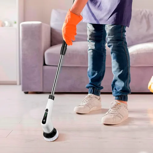Vista 8 de Cepillo eléctrico 7 en 1, 2500 mAh. Limpiador telescópico de bañera con mango largo. Potente limpiador eléctrico para bañera. Cepillo eléctrico