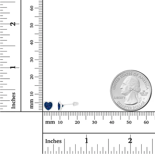 Vista 4 de Pendientes de tuerca de oro macizo de 14 quilates, hipoalergénicos de 0.236in, con forma de corazón, bisel pulido, con rosca en la parte trasera