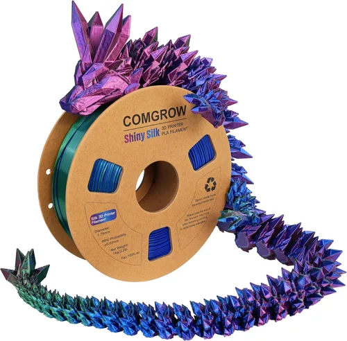 Vista 8 de Comgrow - Filamento para impresora 3D de seda PLA, color dual 2 en 1 negro y verde, filamento PLA para impresión 3D de 1.75mm, precisión dimensional
