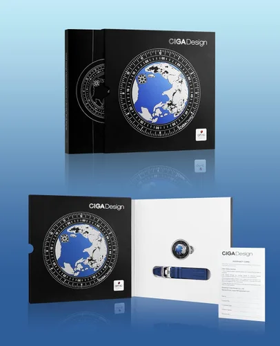 Vista 5 de CIGA Design Reloj mecánico automático Blue Planet Serie U de acero inoxidable, titanio, cerámica, caja de zafiro fluoruro y cerámica para hombres