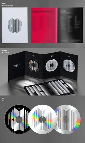 Vista 5 de [SYNNARA PREORDER] BTS - Prueba [Edición estándar] Álbum de antología+Beneficio de preventa+Póster doblado K-pop sellado, negro, BHE0116