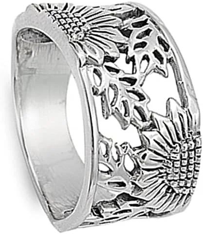 Vista 3 de Elige tu color de anillo de girasol de filigrana de plata esterlina, Metal, Sin gemas.
