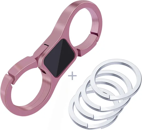 Vista 2 de Idakekiy Llavero de liberación rápida con resorte con 4 llaveros, llavero de coche resistente organizador para hombres y mujeres