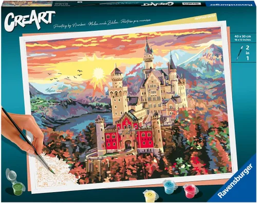 Vista 2 de Ravensburger CreArt Fairytale Castle - Kit de pintura por números para adultos, pintura de artes y manualidades para edades de 14 años en adelante