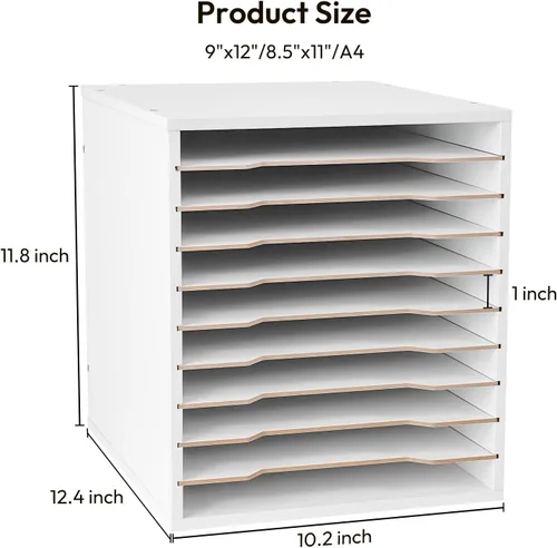 Vista 2 de Yumkfoi Organizador de papel de construcción de 9 x 12, clasificador de archivos ajustable de 10 niveles para papel A4, organizador de escritorio