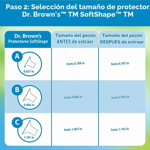 Vista 15 de Dr. Brown's Extractor de leche manual con escudo SoftShape 100% silicona (B, brida de 0.984 in) y opciones anticólicos+biberón de cuello ancho de 5