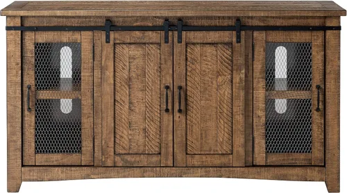 Vista 12 de Martin Svensson Home, mueble para TV Santa Fe de madera maciza, 65", negro antiguo y pino envejecido con aspecto desgastado Solid Pine, TV Stand