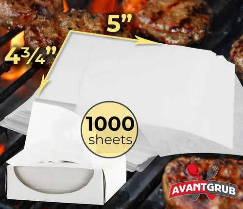 Vista 2 de Paquete de 1000 papel de hamburguesa para hamburguesas de grado restaurante, carne de hamburguesa no incluida. Antiadherente, encerado de grado