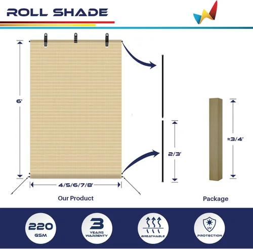Vista 5 de Windscreen4less - Persianas enrollables para exteriores, Beige Hueco
