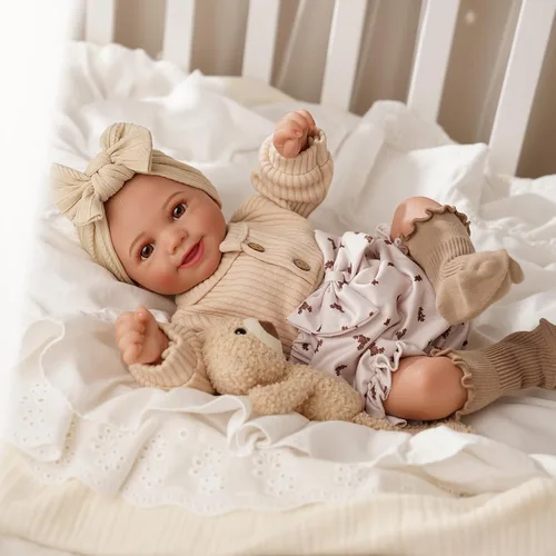 Vista 5 de BABESIDE Muñecas de bebé Reborn Sunny - Muñeca de bebé realista de vinilo suave de 17 pulgadas con pose sonriente, muñecas de bebé de la vida real