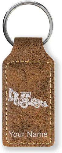 Vista 30 de LaserGram Llavero rectangular, retroexcavadora, grabado personalizado incluido