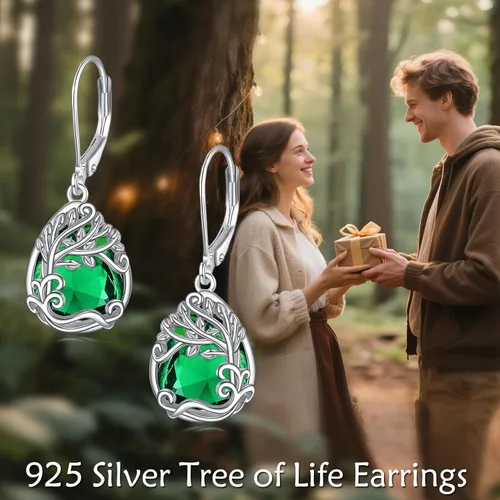 Vista 263 de Aretes colgantes con forma de lágrima de filigrana de piedra lunar de plata de ley 925 con cierre de palanca para mujer, regalos de joyería