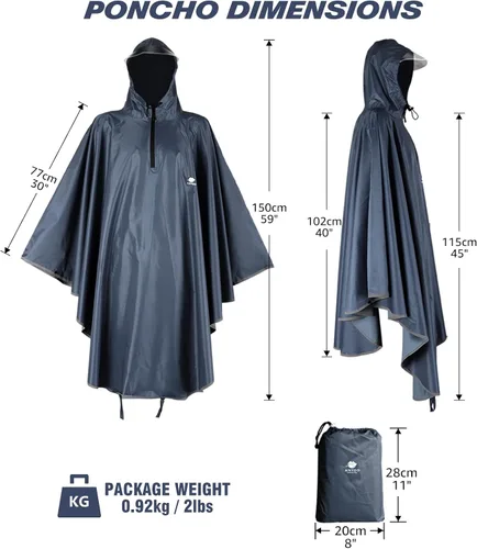 Vista 6 de Anyoo Poncho de lluvia impermeable para bicicleta, capas de lluvia, ligeras, compactas, reutilizables, para adultos