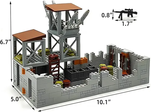 Vista 6 de Conjunto de bloques de construcción de base militar ZHX para accesorios de guerra de minifiguras del ejército, torre de guardia de base de defensa