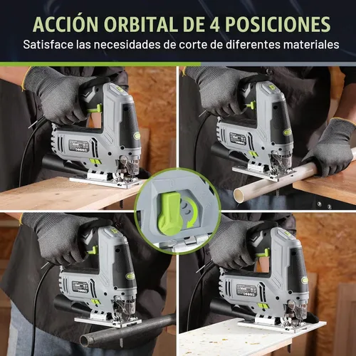 Vista 6 de WORKPRO Sierra de Calar, 6.5AMP 850W Kit de herramientas de sierra de calar eléctrica con cable con 6 velocidades variables, 7 cuchillas, corte