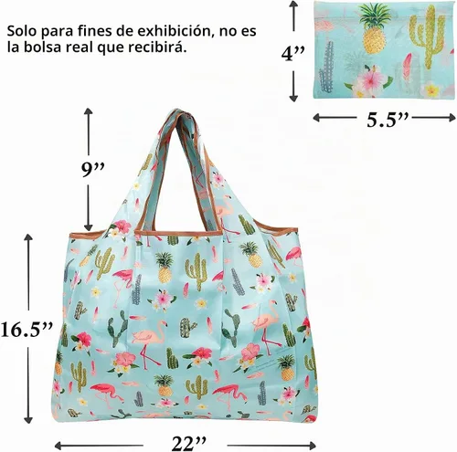 Vista 6 de allydrew Bolsas de comestibles reutilizables de nylon plegables grandes, ballenas azules