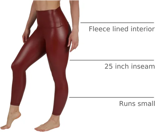 Vista 9 de 90 Degree By Reflex Leggings de cintura alta con forro polar de piel sintética de alto brillo y elástico