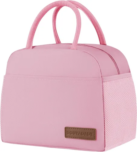 Vista 19 de douyadady Bolsa de almuerzo para mujeres/hombres, fiambrera mujeres/hombres (azul bebé+rayas blancas) Espacioso, ligero, impermeable, resistente