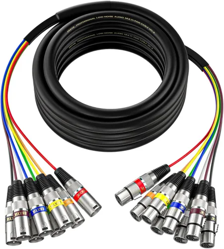 Vista 7 de EBXYA Cables XLR de serpiente de 3 pies de 4 colores, cable de micrófono XLR macho a hembra de 4 canales, para grabación en vivo, estudios