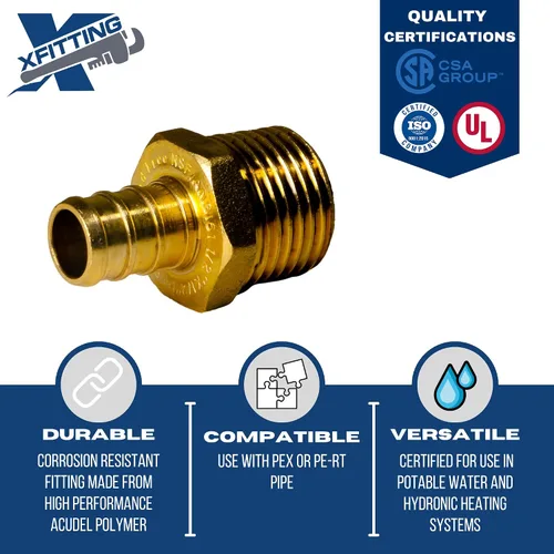 Vista 3 de XFITTING - Adaptador macho XFITTING de 1/2" Pex X 1/2", rosca NPT macho, versión crimpada Pex B