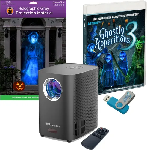 Vista 15 de HoliScapes® Kit de proyector USB - Taller de Santas + proyector + pantalla de proyección de 48 x 72 pulgadas