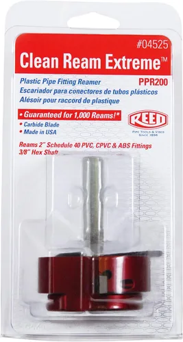 Vista 4 de Reed Tool PPR200 Clean Ream Extreme con eje hexagonal de 3/8 pulgadas, cabeza de 2 pulgadas y herramienta REED PPR150 Clean Ream Extreme con eje