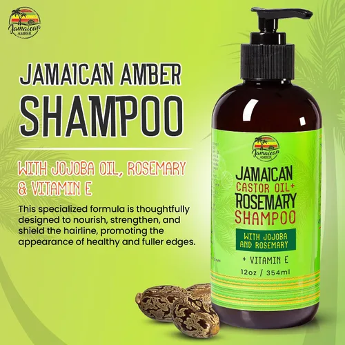 Vista 2 de JAMAICAN Ambre Champú de romero para fortalecer el cabello - 12 oz / 11.5 fl oz - Champú hidratante, fortalecedor, promueve la nutrición