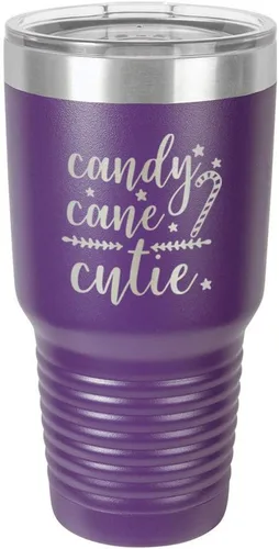 Vista 18 de Chirstmas - Taza de viaje de acero con recubrimiento de polvo grabado con láser, taza de viaje de camello polar sin BPA, mantiene tu bebida fría