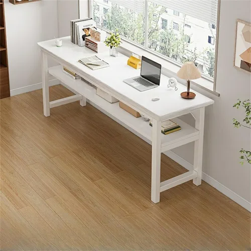 Vista 27 de Escritorio de oficina cuadrado de 15.7 pulgadas de frente a atrás, mesa larga rectangular para sala de estar, escritorio extra largo, estante