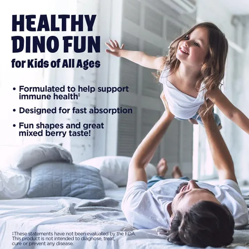 Vista 4 de KAL Dinosaurios de saúco de zinc para niños, suplemento de apoyo inmunológico* para niños con bayas de saúco Sambucus, bayas mixtas de disolución